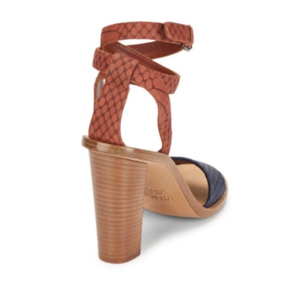 Vince Nava Snake Embossed Ankle-Wrap Heels - Picture 4 of 5